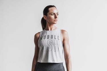 Nobull Muscle (Madison) Women's Tank Tops Light Grey | Australia (TU1365)